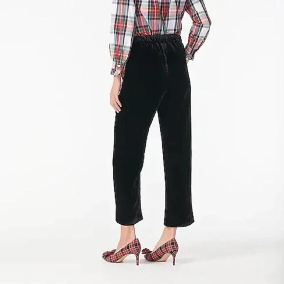 J. Crew Velvet Peyton Pull-On Pants Black Stretch Womens Size 14T 14 Tall H14624 - Picture 7 of 11